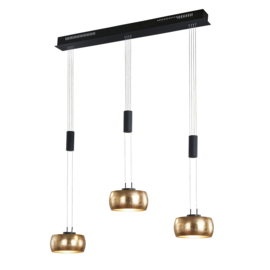 Fischer&honsel hanglamp Colette, 3-lichts zwart-goud
