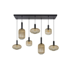 Lucide hanglamp Maloto, 7-lichts met amber glas