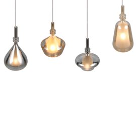 Trio lighting hanglamp Aldea, 4-lichts amber-grijsglas