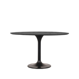 Label 51 Eettafel Otto, zwart mangohout | zwart metaal 130 cm