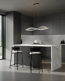 Fischer&honsel hanglamp Torcido led, zwart-goud incl. afstandsbediening