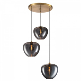 Toplicht hanglamp Savoy 3 lights bronze + smoke glass Bulgari