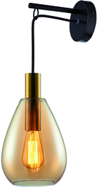 Freelight wandlamp Dorato, zwart-goud met amber glas