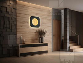 Helestra wandlamp Tura led, zwart-goldleaf rond