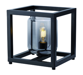 Tafellamp Dentro, zwart met smoke glas