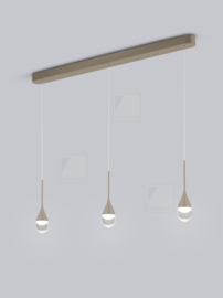Helestra hanglamp Deep led, 3-lichts balk caffee