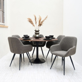 Label 51 Eettafel Otto, Espresso mangohout | zwart metaal 130 cm