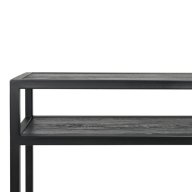 Spinder design Sidetable Daniël, zwart met geborsteld eikenhouten blad