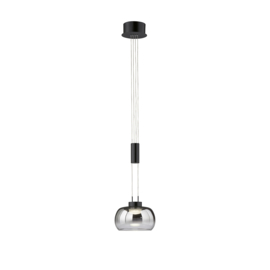 Fischer&honsel hanglamp Arosa led, zwart-rookglas