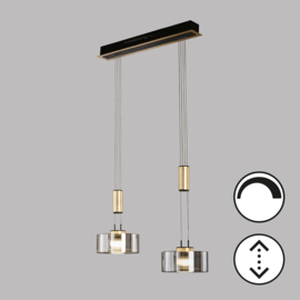 Fischer&honsel hanglamp Lavin led, 2-lichts zwart-goud