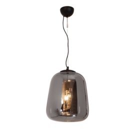 By Rydéns hanglamp Leola, zwart met smoke glas incl. licht bron