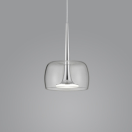 Helestra  hanglamp Flute led, 3-lichts nikkel met helder glas