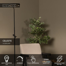Lucide CELESTE - Vloerlamp - Ø 28 cm - LED Dimb. - 2700K - Zwart