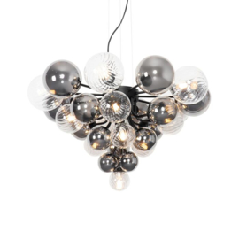 Qazqa hanglamp Bonnie, 13-lichts zwart met helder glas incl. ledbron