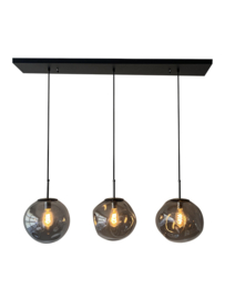 Hanglamp Din ei, 3-lichts met 28 cm smoke glas