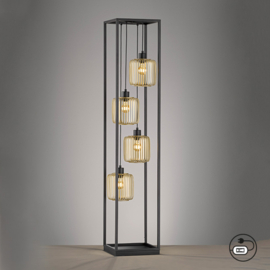 Fischer & Honsel vloerlamp Caydo, zwart-goud
