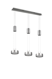 Trio lighting hanglamp Franklin led, 3-lichts mat nikkel met switch dimmer