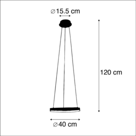 Qazqa hanglamp Anello led, zwart incl. switch dimmer 40 cm