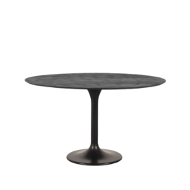 Label 51 Eettafel Otto, zwart mangohout | zwart metaal 130 cm