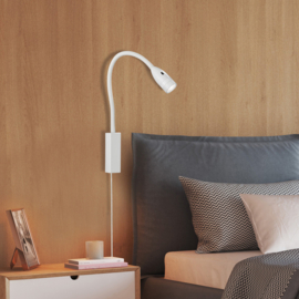 Fischer & Honsel wandlamp Flex led, mat wit met push dimmer