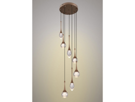 Light trend hanglamp Crystal bubble, 7-lichts brons rond