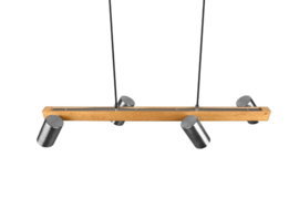 Trio lighting hanglamp Marley, 4-lichts mat nikkel met hout