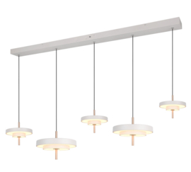 Trio lighting hanglamp Keaton led, 5-lichts warm grijs
