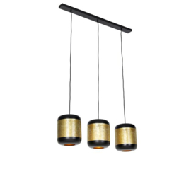 Qazqa hanglamp Kaylight, 3-lichts zwart met messing