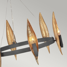 Hanglamp Willow, 6-lichts black met goldleaf