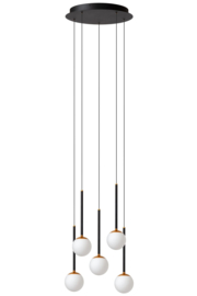 Lucide  CALINA - Hanglamp - Ø 41,9 cm - LED Dimb. - CCT - 5x8,4W 2200K zwart/3300K