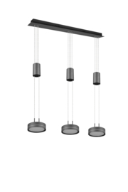 Trio lighting hanglamp Franklin led, 3-lichts antraciet met switch dimmer