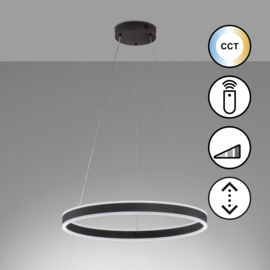 Fischer&honsel hanglamp Sirko led, zwart incl afstandsbediening
