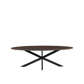 Label 51 Eettafel James, espresso mangohout | zwart metaal 210 cm