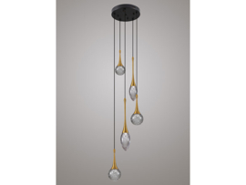 Light trend hanglamp Crystal bubble, 5-lichts goud rond
