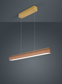 Helestra  hanglamp Bora led, mat messing met mocca kap 100 cm