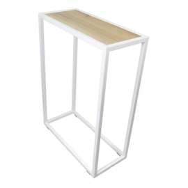 Sidetable Diva, wit met massief eikenhout