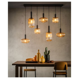 Lucide hanglamp Maloto, 7-lichts met amber glas