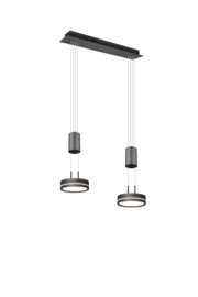 Trio lighting hanglamp Franklin led, 2-lichts antraciet met switch dimmer