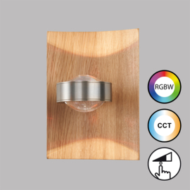 Fischer & Honsel wandlamp Shine wood led, eiken 16 cm incl push dimmer