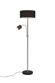 Trio lighting vloerlamp Motel, zwart-mat nikkel met zwarte kap