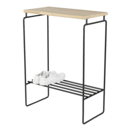 Spinder design Sidetable Clint, zwart met massief eikenhout