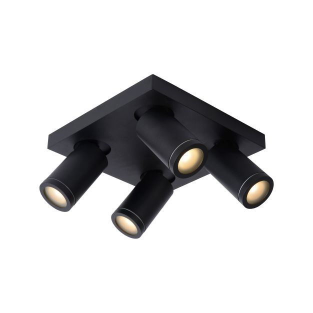 Lucide plafondspot Taylor led, 4-lichts zwart IP44