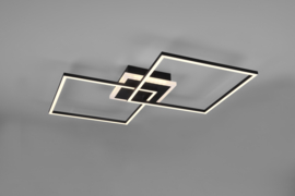 Trio lighting plafondlamp Arribo led, vierkant zwart incl. switch dimmer en afstandsbediening