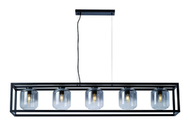 Hanglamp Dentro , 5-lichts zwart met smoke glas