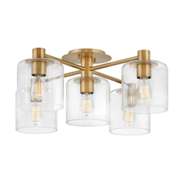 Plafondlamp Axel, 5-lichts heritage brass