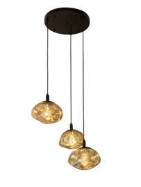 Light trend hanglamp Amberwolk 300, 3-lichts met amber kleur glas