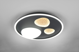 Trio lighting plafondlamp pebble led, zwart incl. switch dimmer