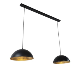 Qazqa hanglamp Magnax, 2-lichts mat zwart-goldleaf