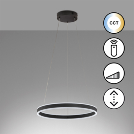 Fischer&honsel hanglamp Sirko led, zwart incl afstandsbediening 50 cm