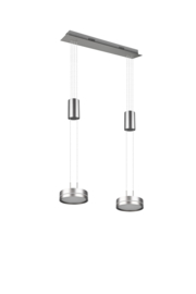 Trio lighting hanglamp Franklin led, 2-lichts mat nikkel met switch dimmer
